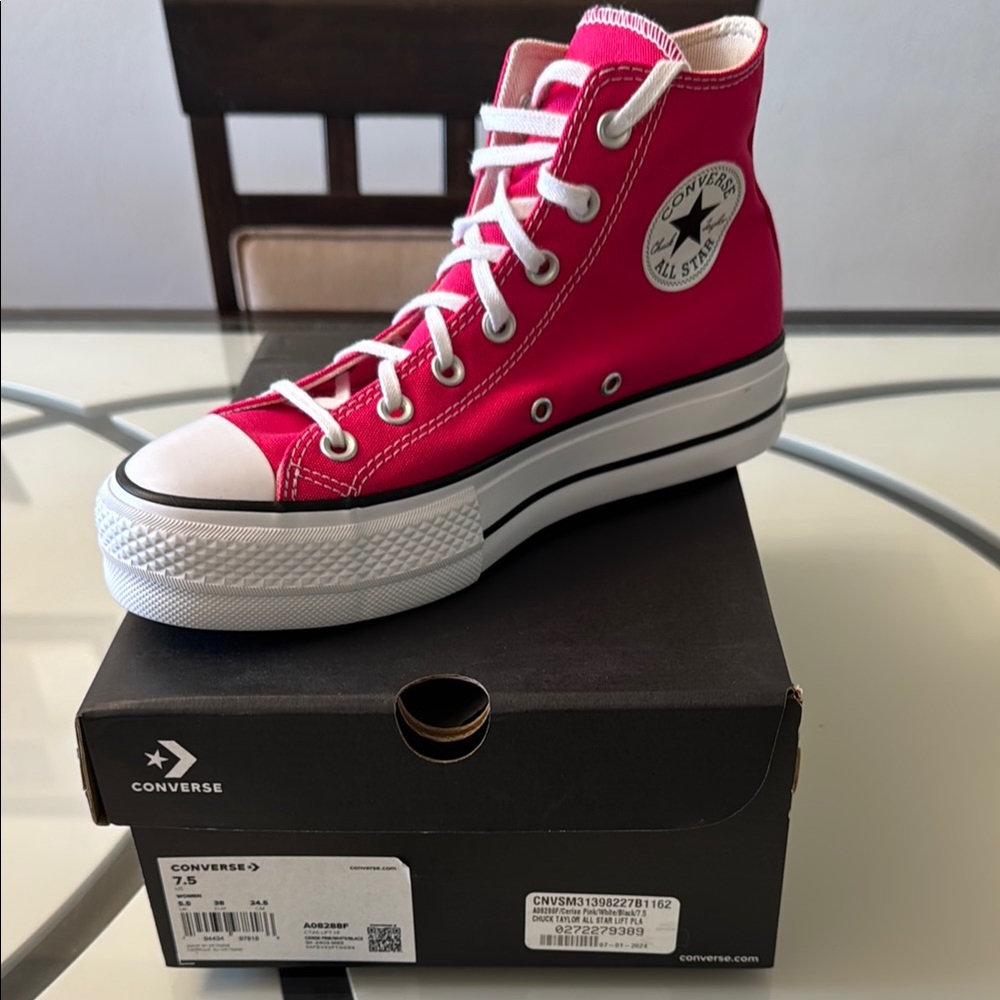 Converse Cerise Pink/White/Black High-Top Sneakers